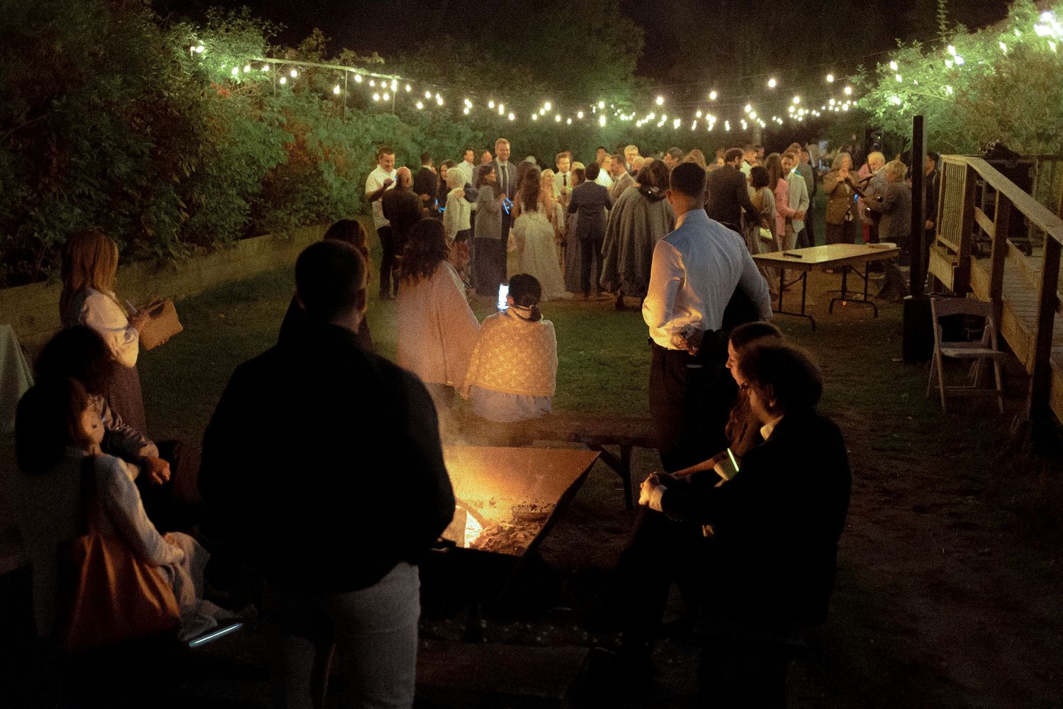 Guests by the fireplace on Toronto Island