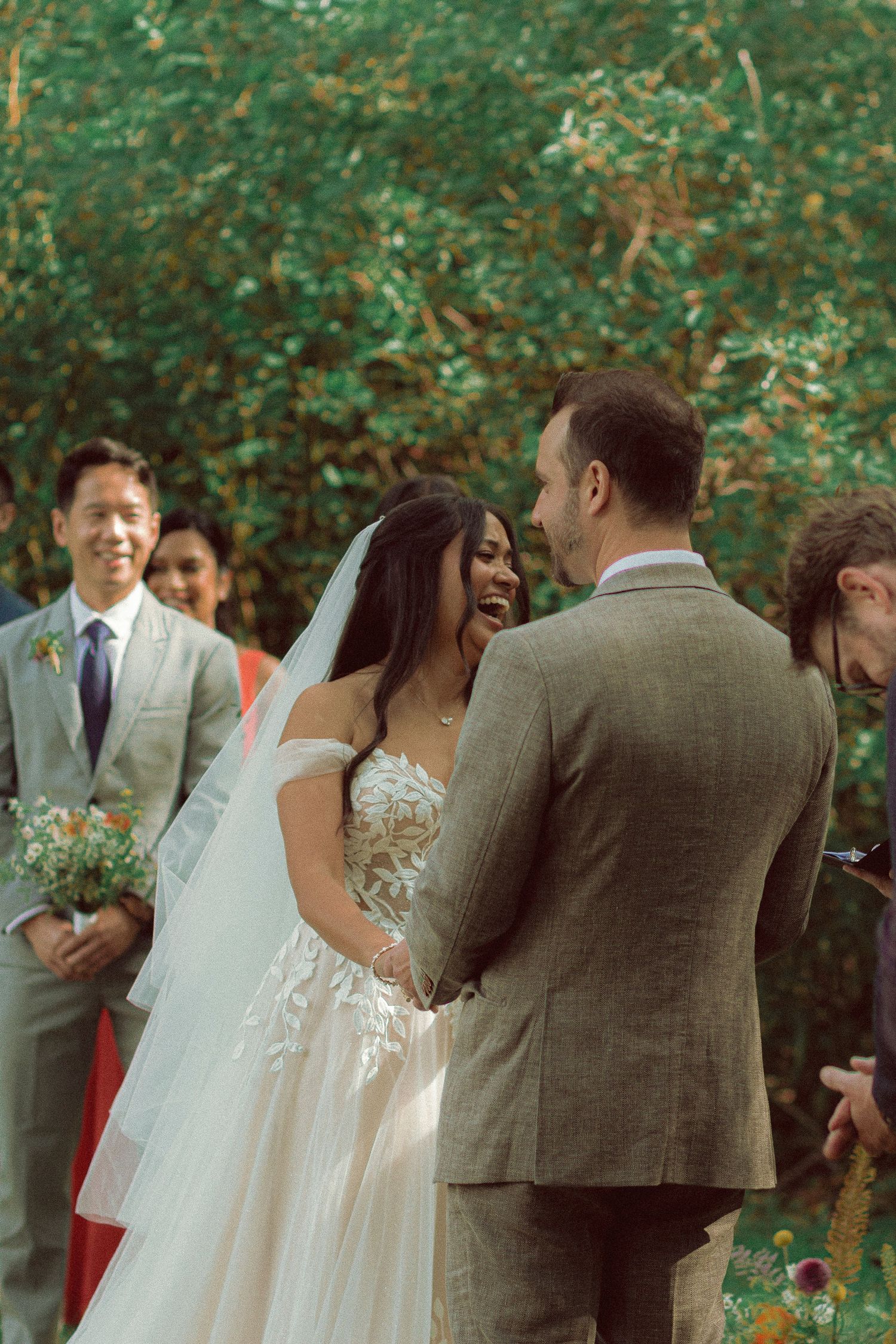 bride and groom during wedding ceremony on Toronto Island