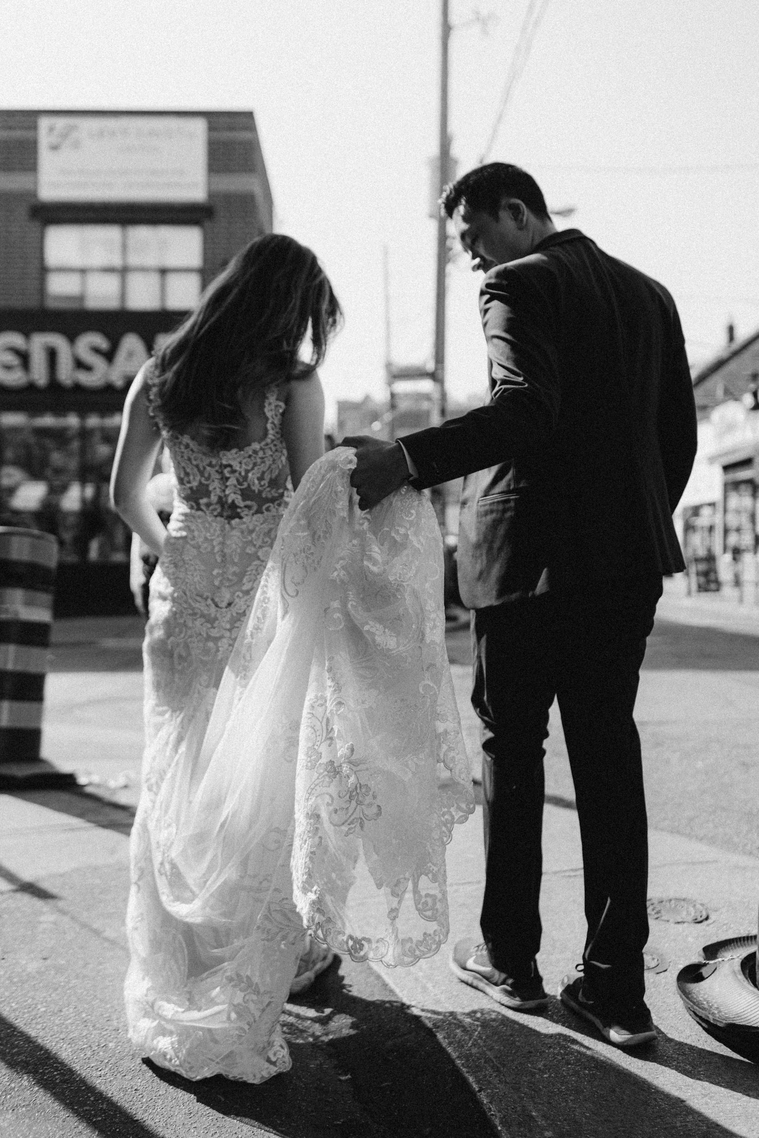 Asian couple wedding shoot at Kensington Market and Scarborough Bluffs with emotional sunset vow reading, candid, romantic, Toronto-based