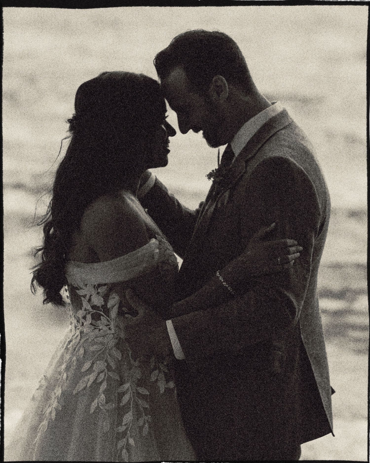bride and groom first look on Toronto Island
