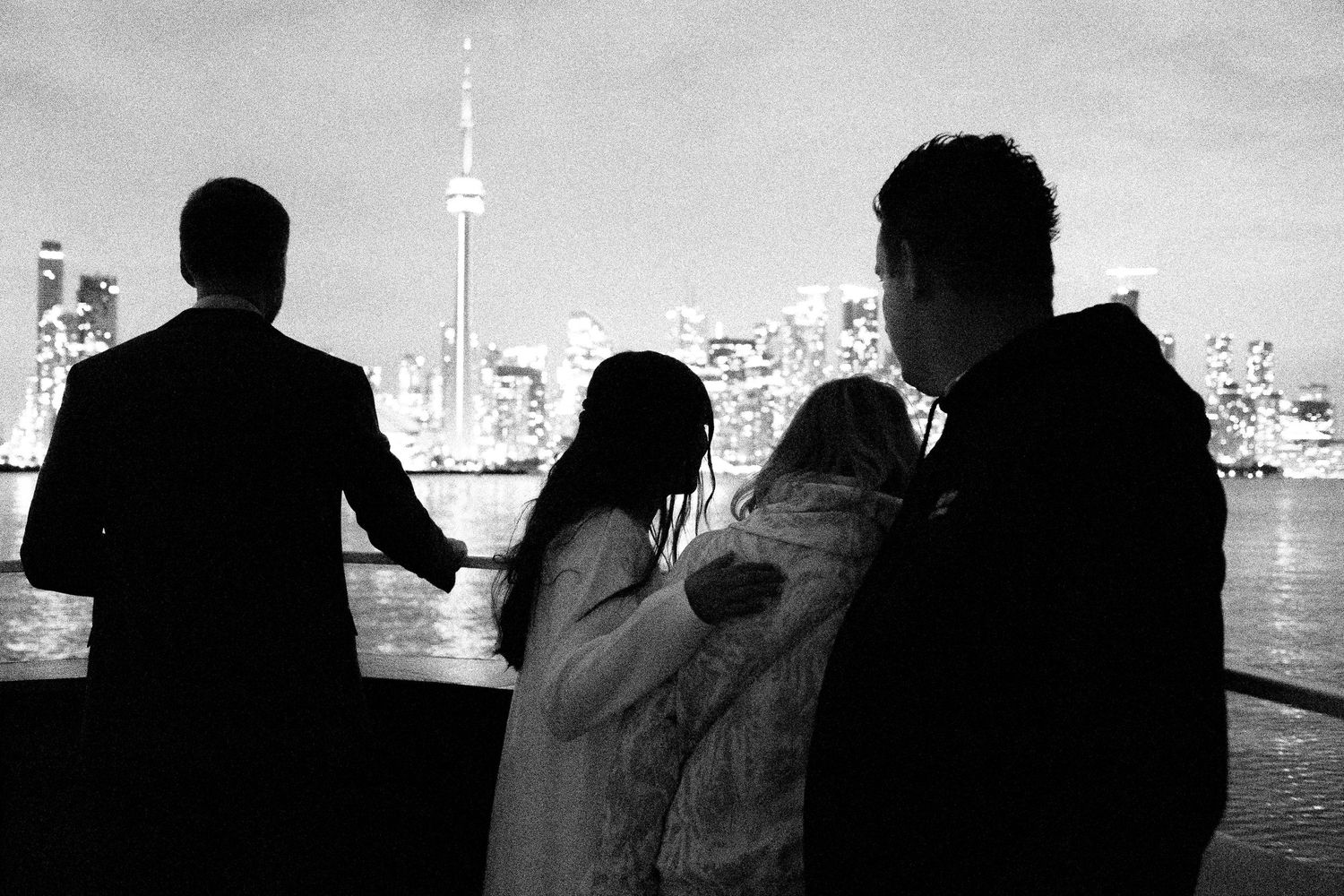 guests partying in a boat after a wedding day on Toronto Island