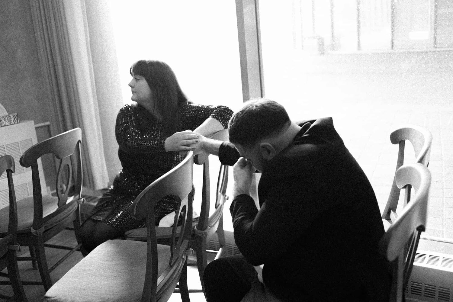 emotional guests during Transgender couple having their first kiss at Toronto City Hall inclusive wedding ceremony