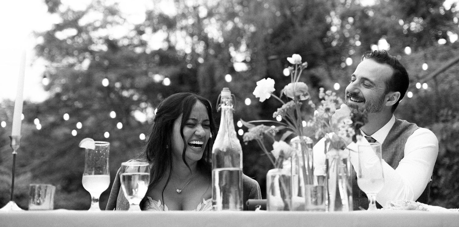 Bride and Groom during dinner speeches on Toronto Island