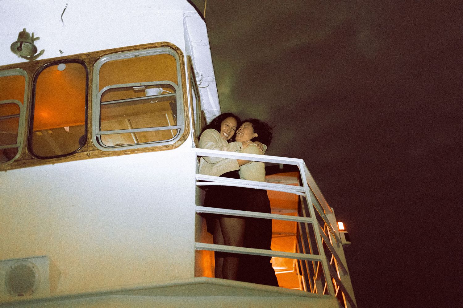 guests partying in a boat after a wedding day on Toronto Island