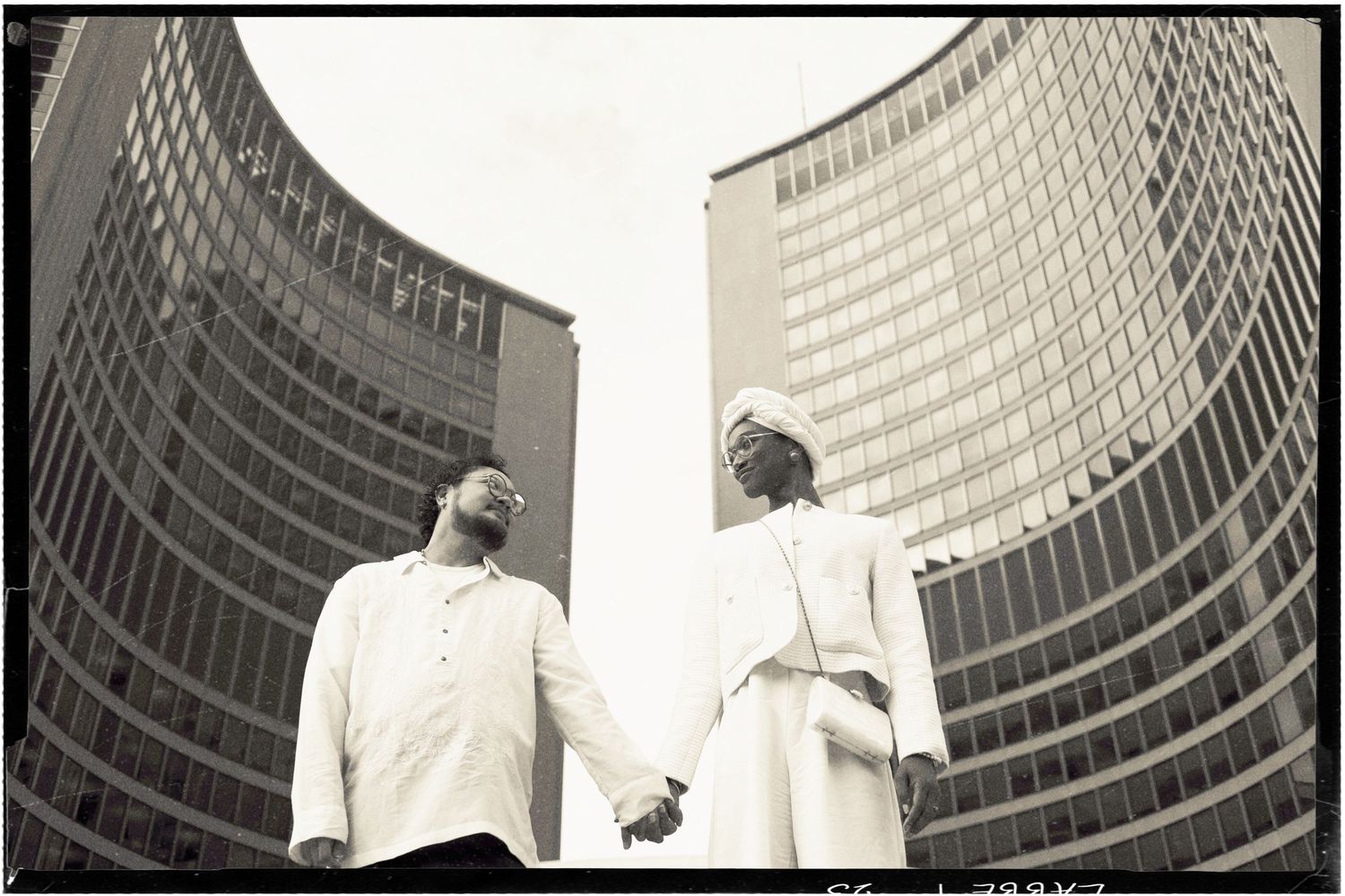 Intimate transgender wedding portraits at Toronto City Hall downtown
