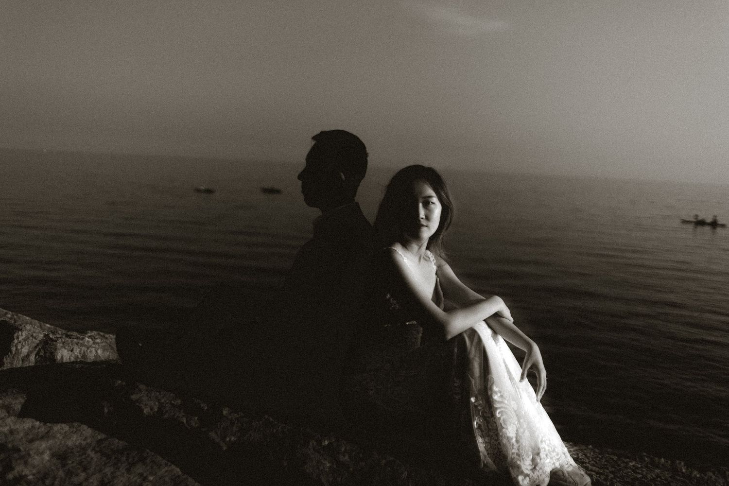 Asian couple wedding shoot at Kensington Market and Scarborough Bluffs with emotional sunset vow reading, candid, romantic, Toronto-based