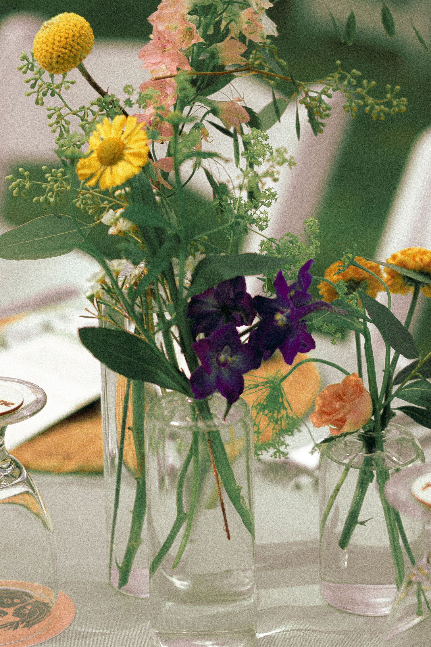 Outdoor wedding dinner set up on Toronto Island