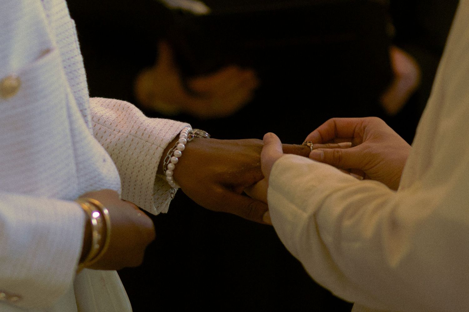 transgender couple during intimate ceremony at Toronto City Hall