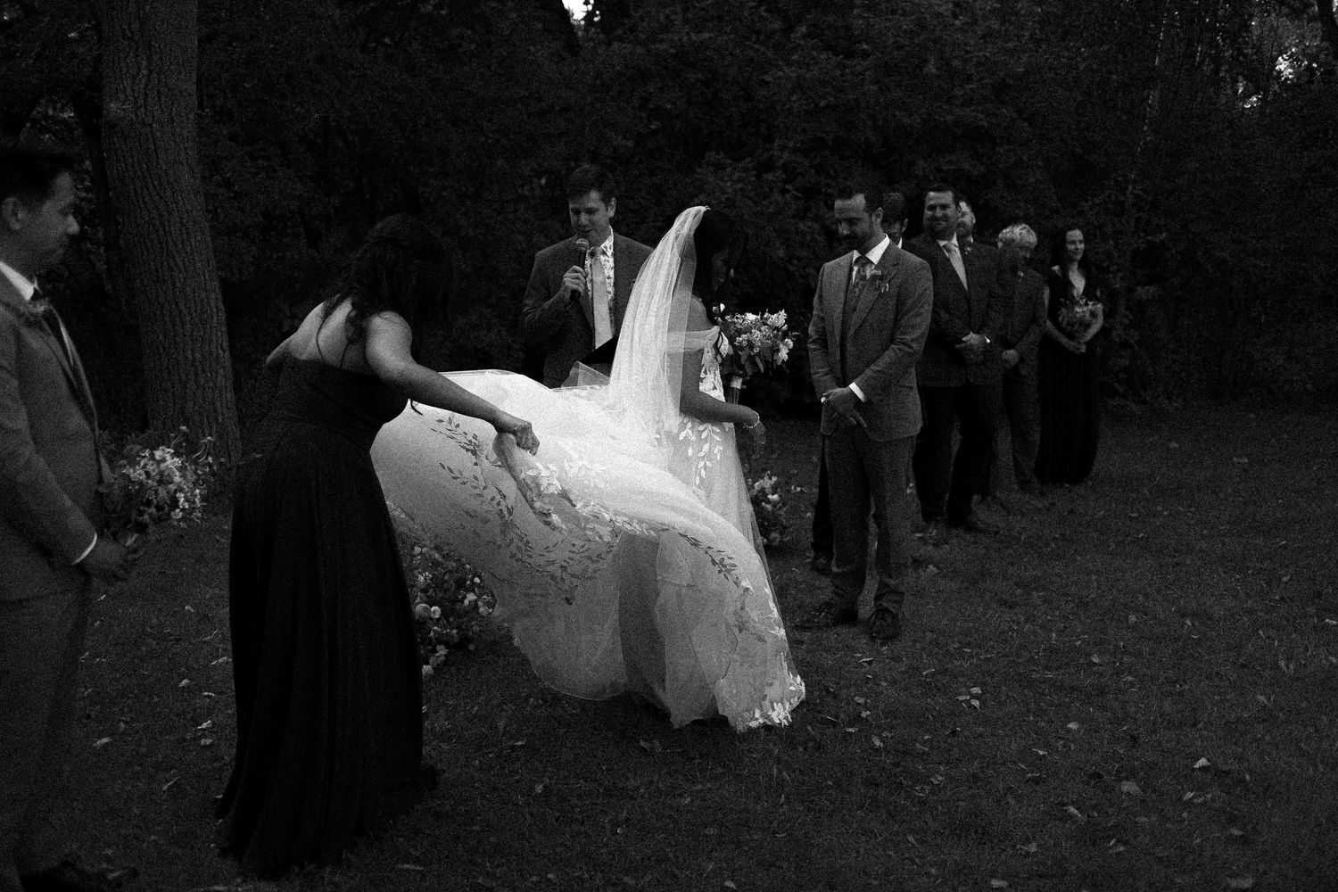 bride and groom during ceremony on Toronto Island