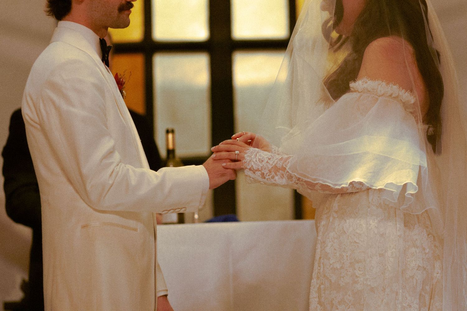 ring exchange during jewish wedding ceremony at Old Mill Toronto fall wedding
