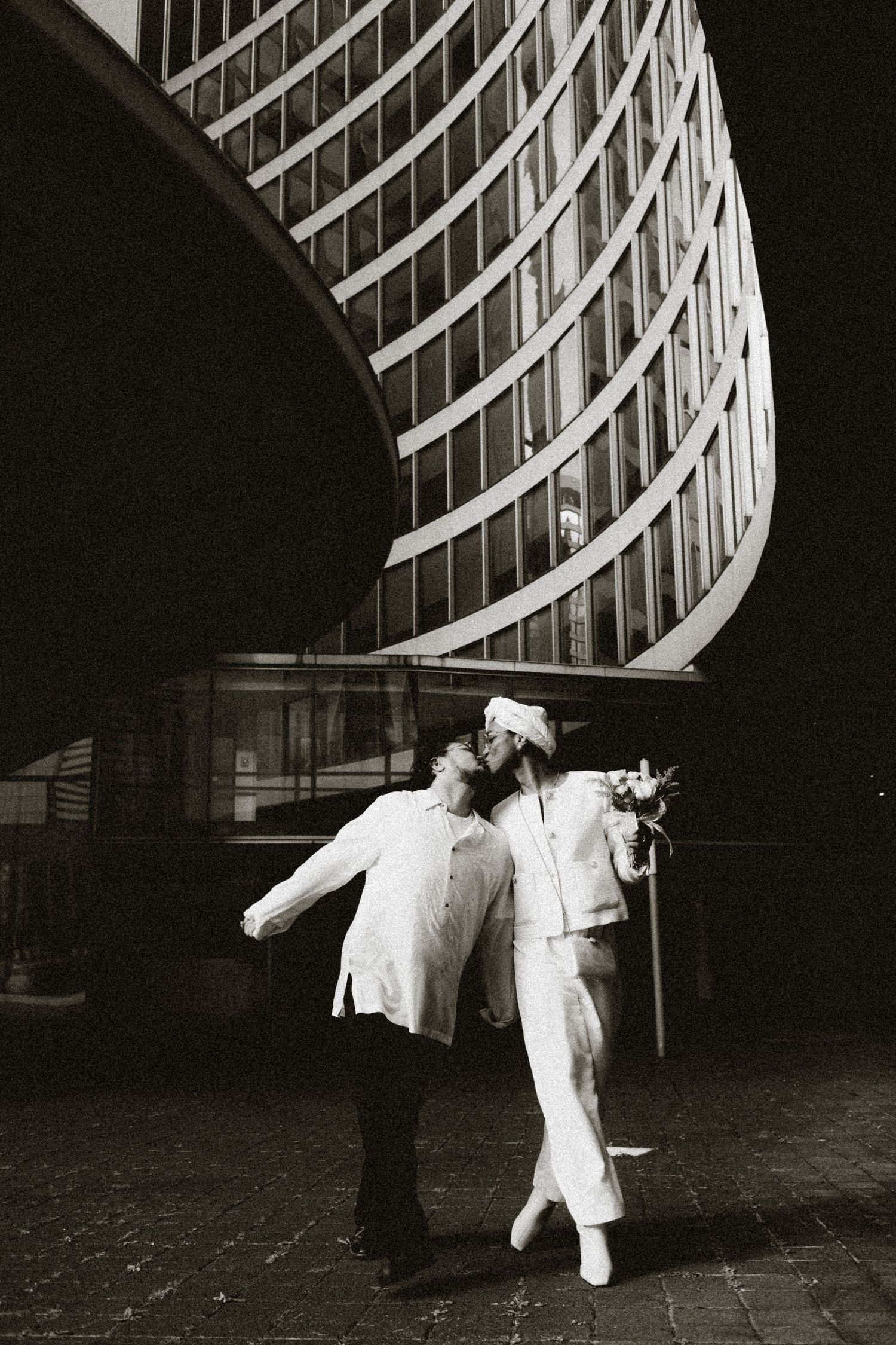 Intimate transgender wedding portraits at Toronto City Hall downtown