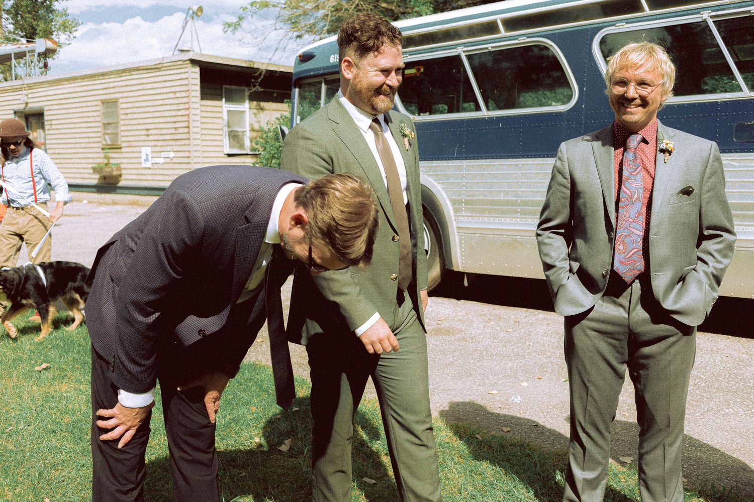 groomsmen laughing on Toronto Island