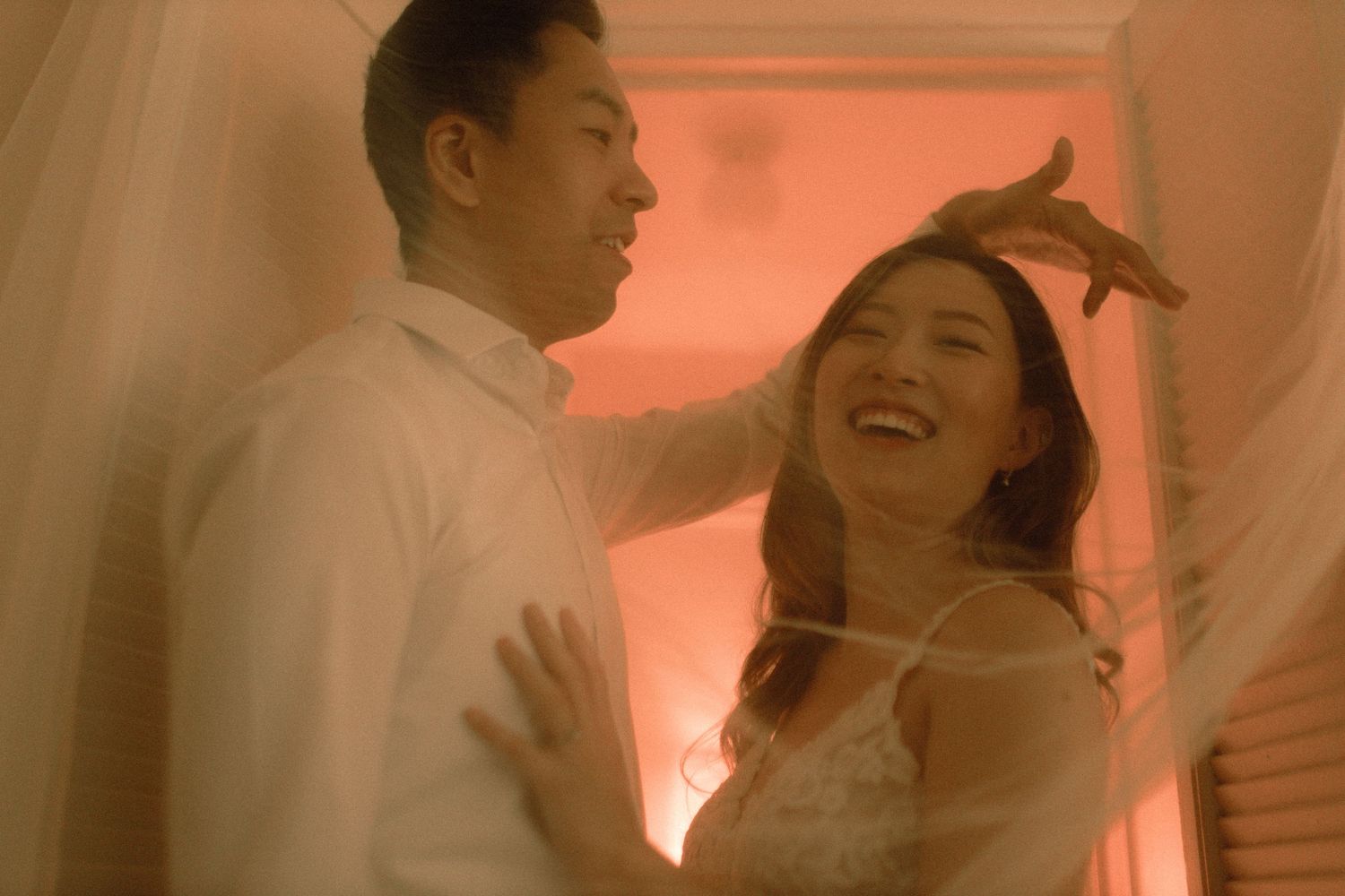 Asian couple wedding shoot at Kensington Market and Scarborough Bluffs with emotional sunset vow reading, candid, romantic, Toronto-based
