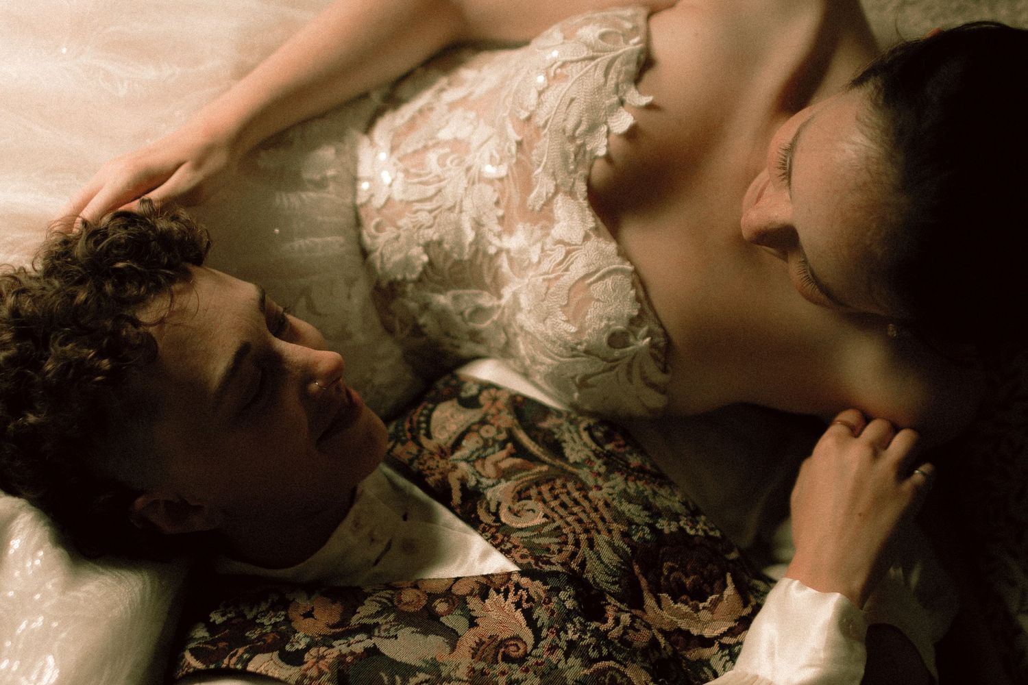 Intimate queer wedding couple portraits at home before Granite Brewery Toronto wedding