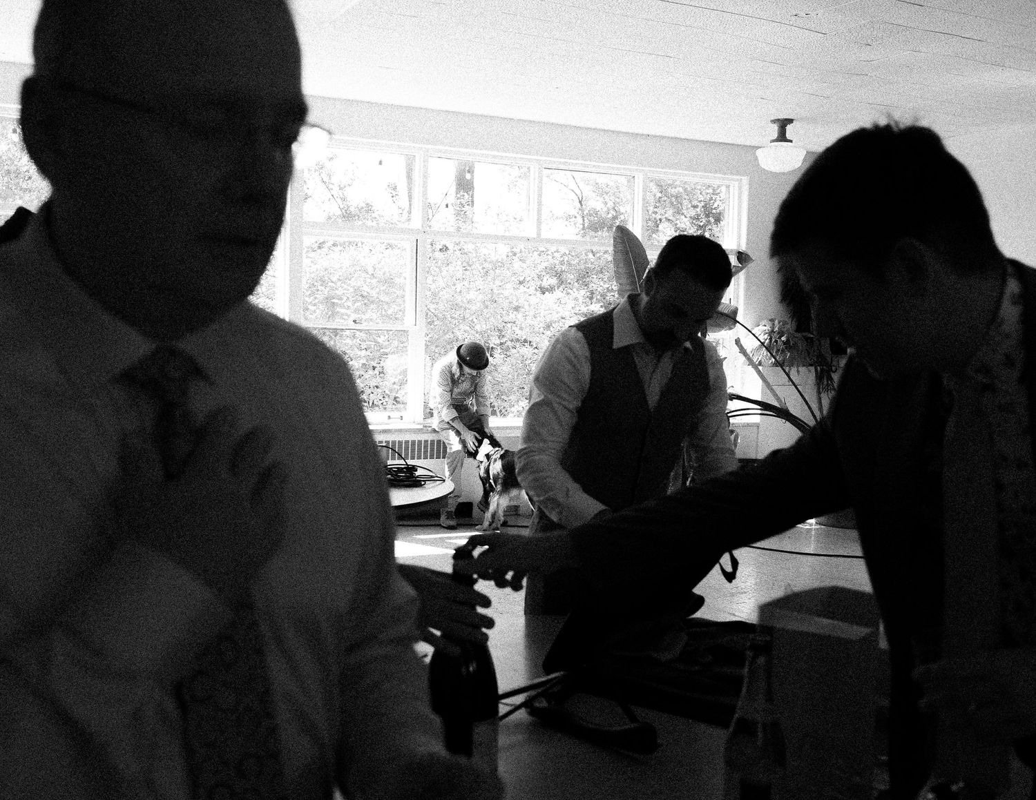 groomsmen getting ready on Toronto Island