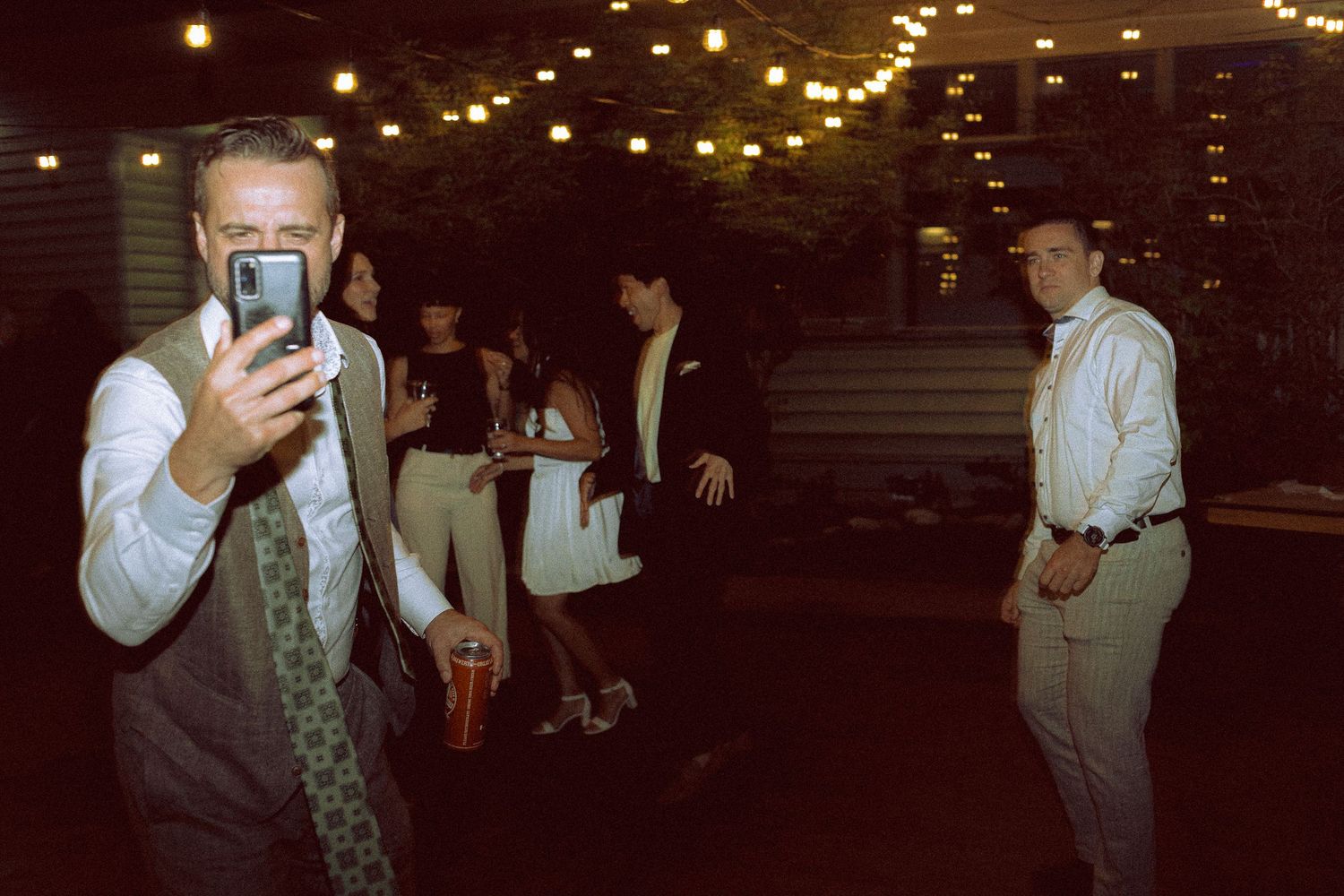Groom partying on Toronto Island