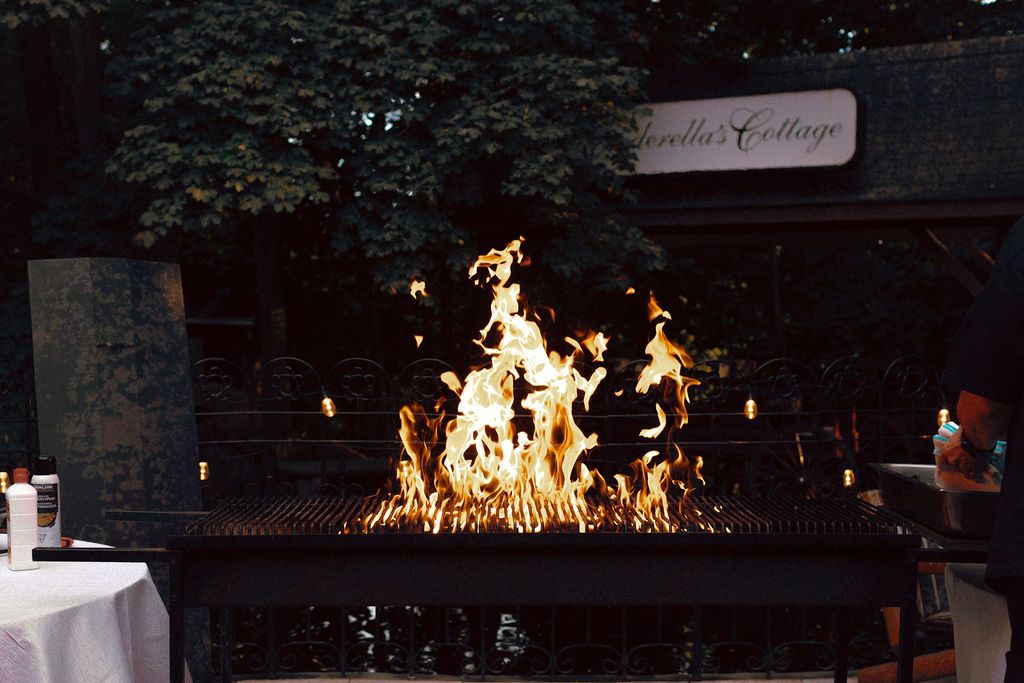 Wedding reception interior at Fantasy Farm Toronto showing warm summer evening atmosphere