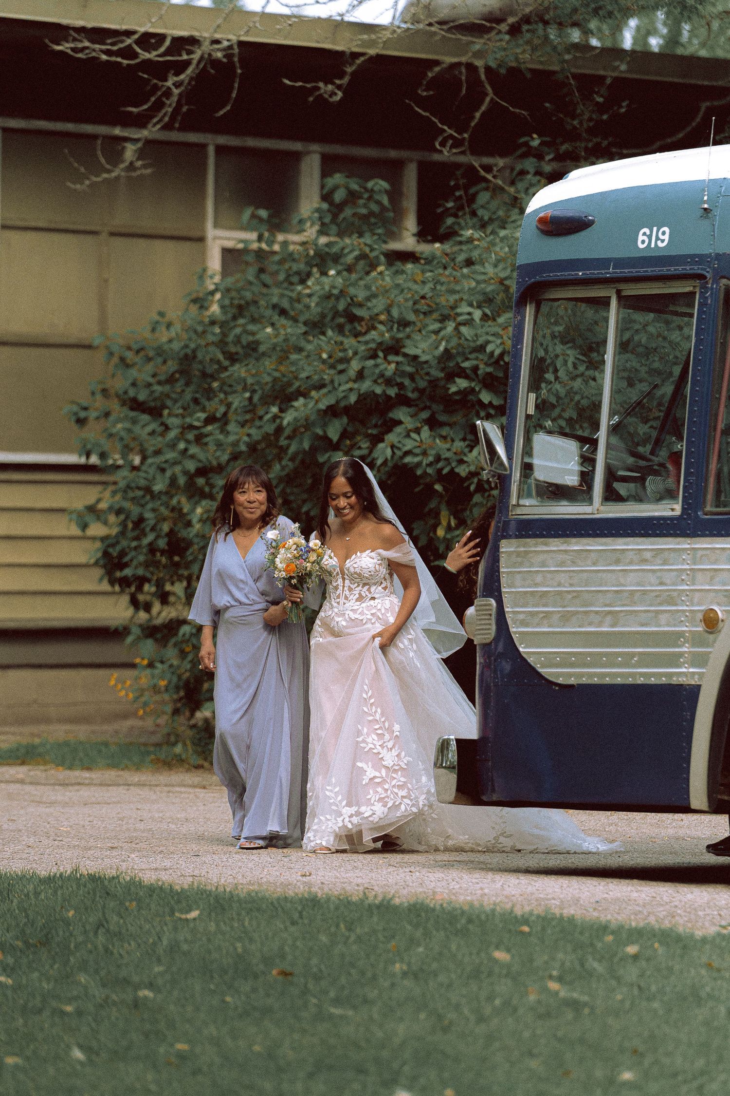 Bride wedding entrance on Toronto Island