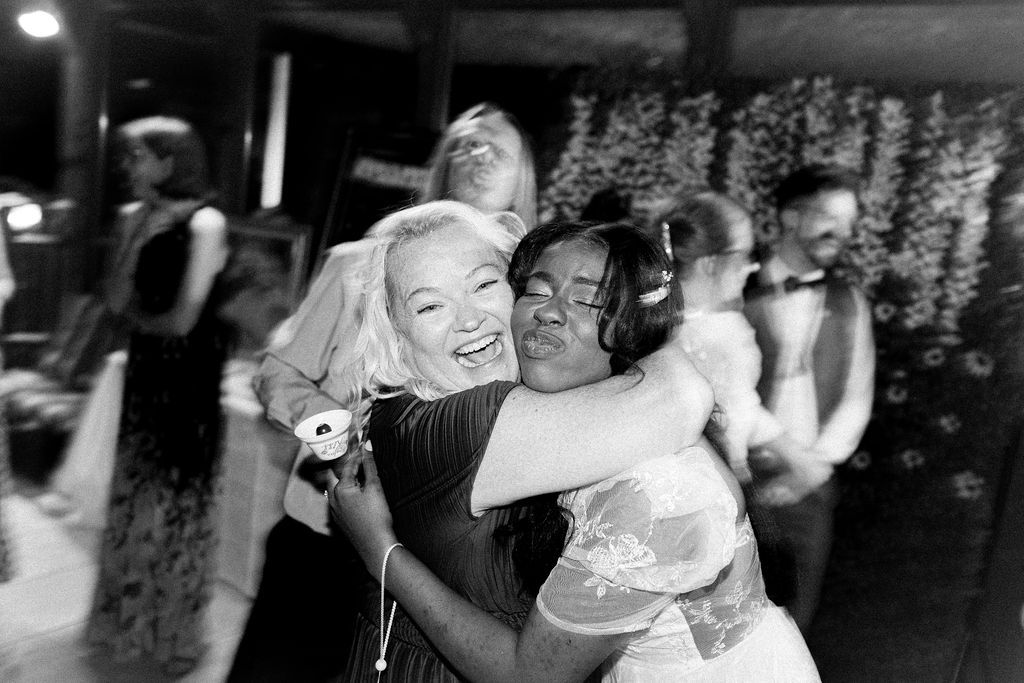 Multicultural wedding reception with guests dancing at gay wedding Fantasy Farm Toronto