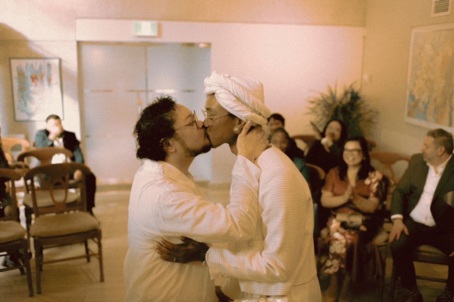 transgender couple during intimate ceremony at Toronto City Hall