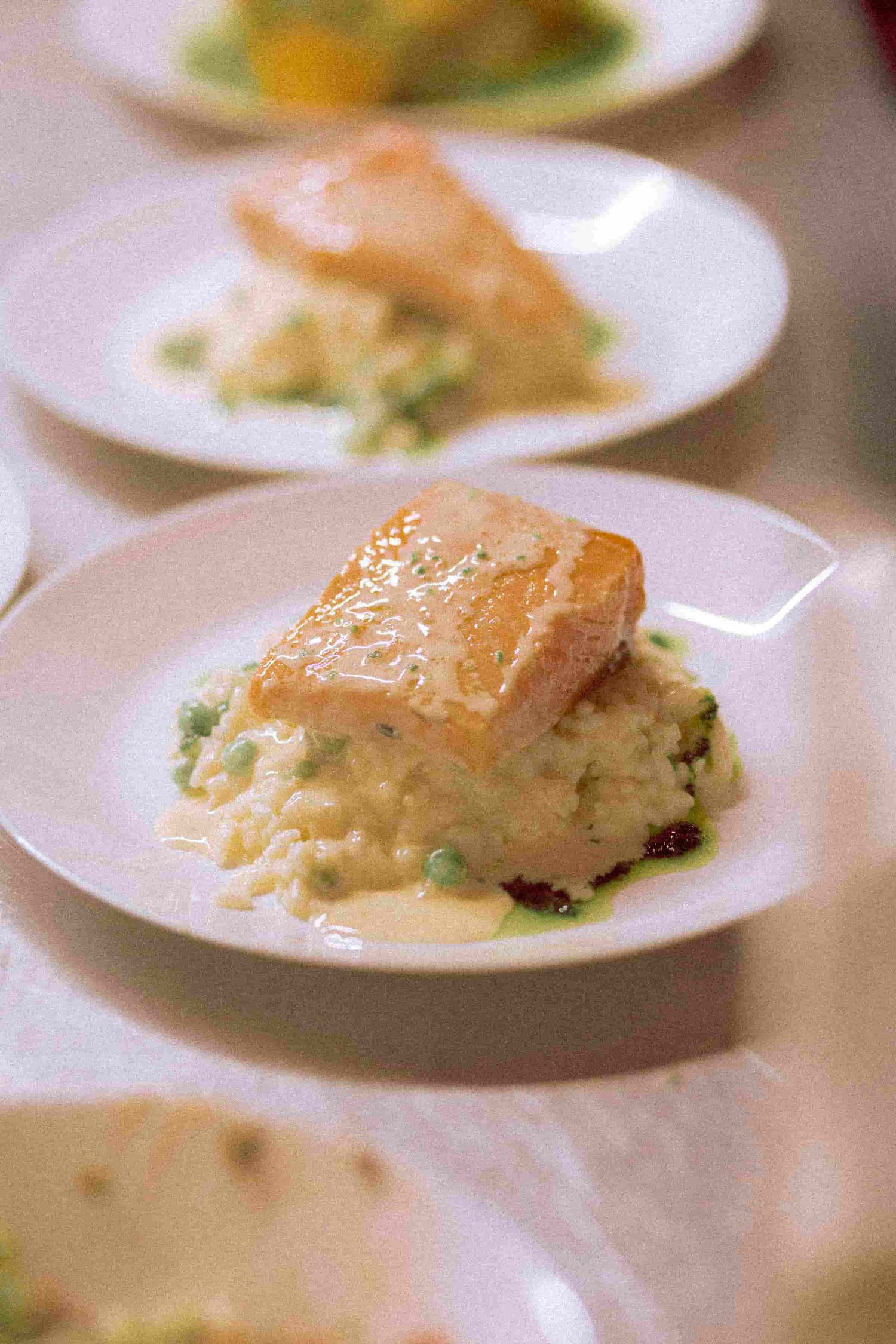 Freshly prepared wedding meal served during an intimate celebration.
