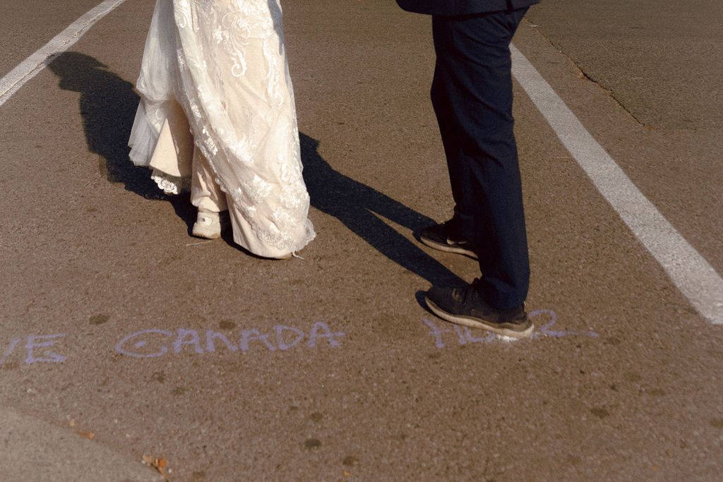 Couple walking through Kensington Market during Toronto elopement day