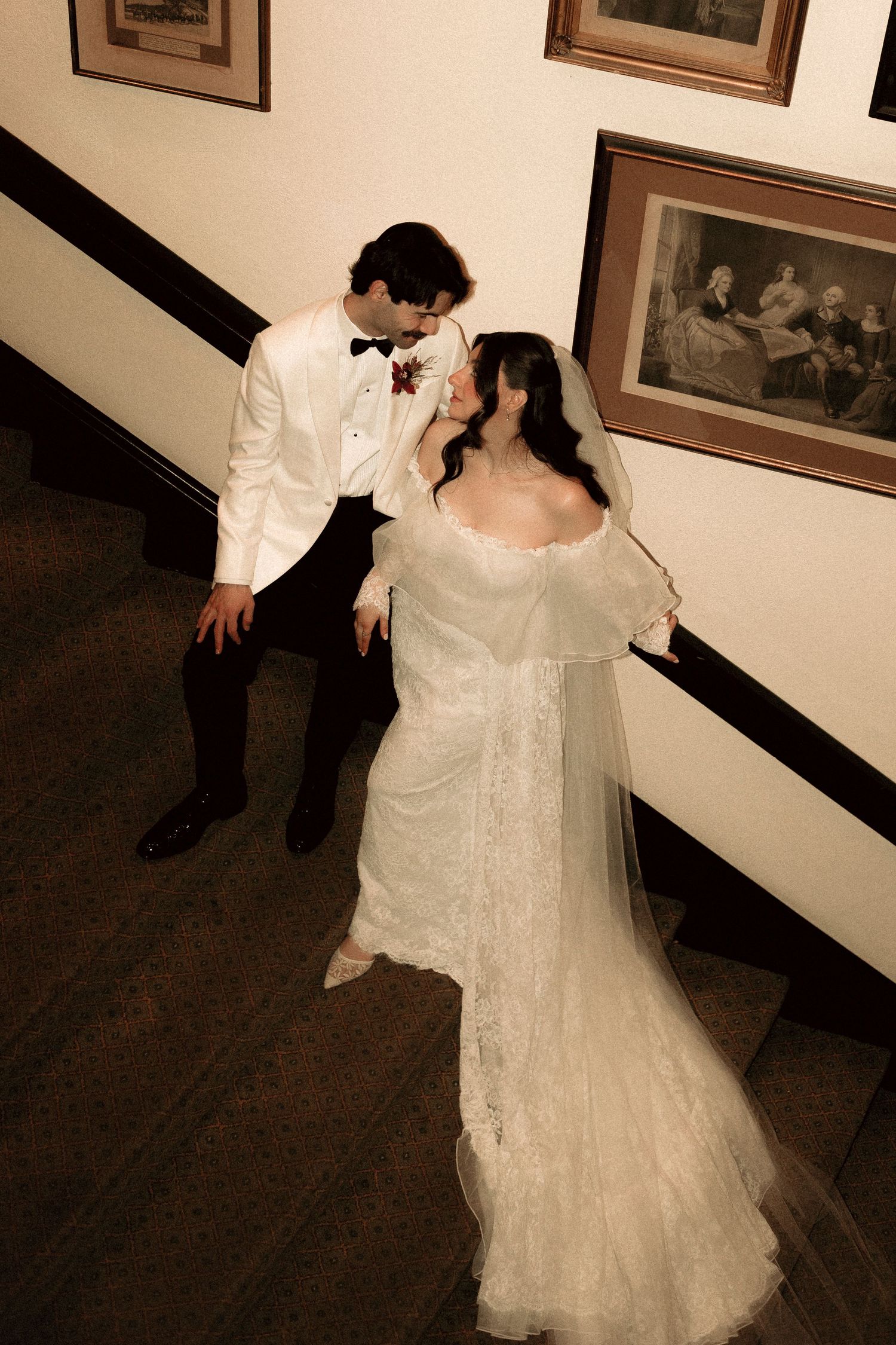 bride and groom first look at Old Mill Toronto fall wedding