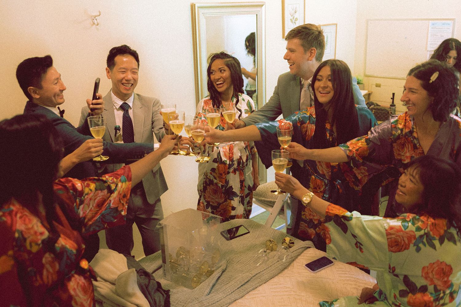 bridal party having drinks on Toronto Island