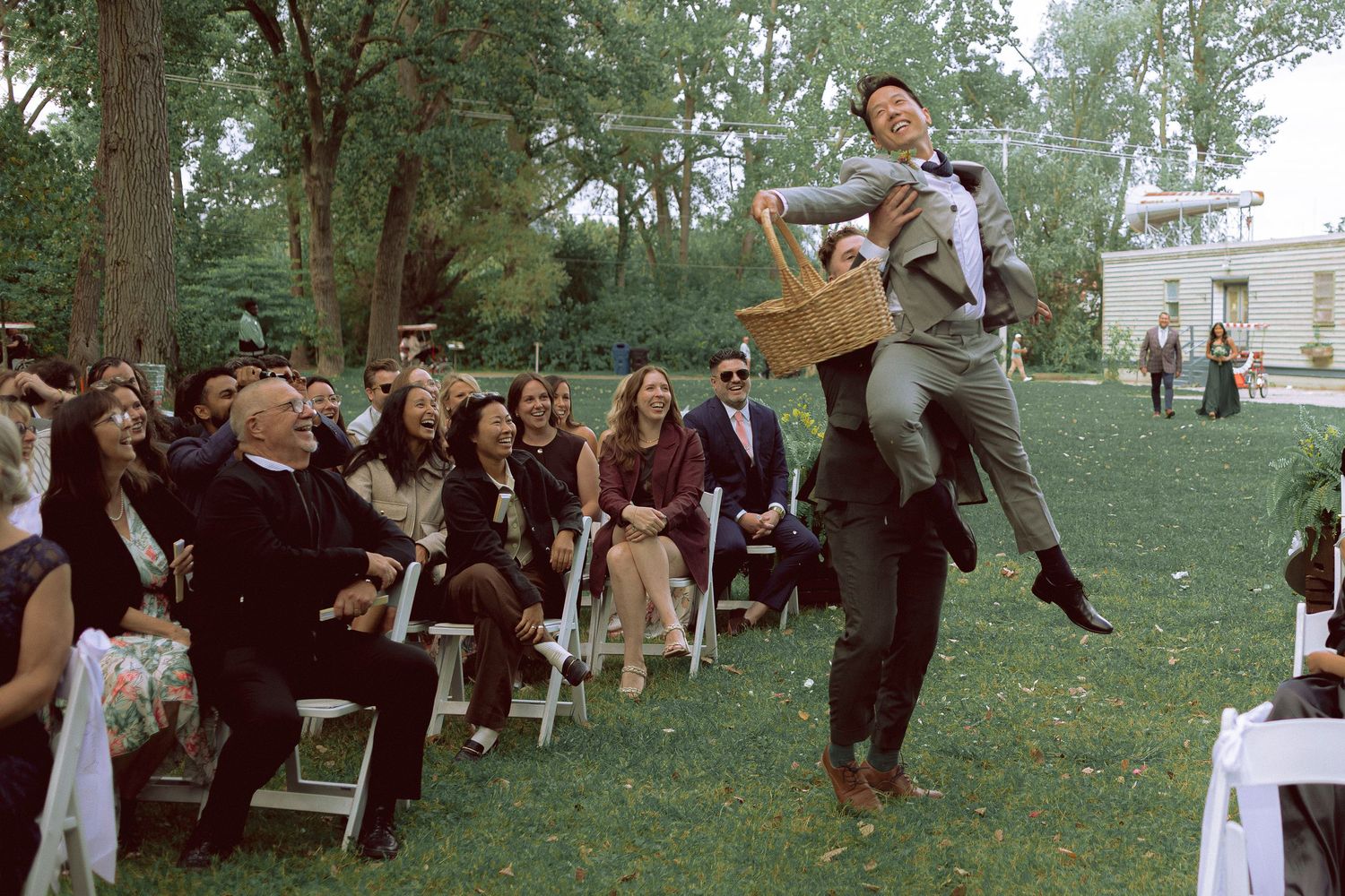bridal people during wedding entrance on Toronto Island