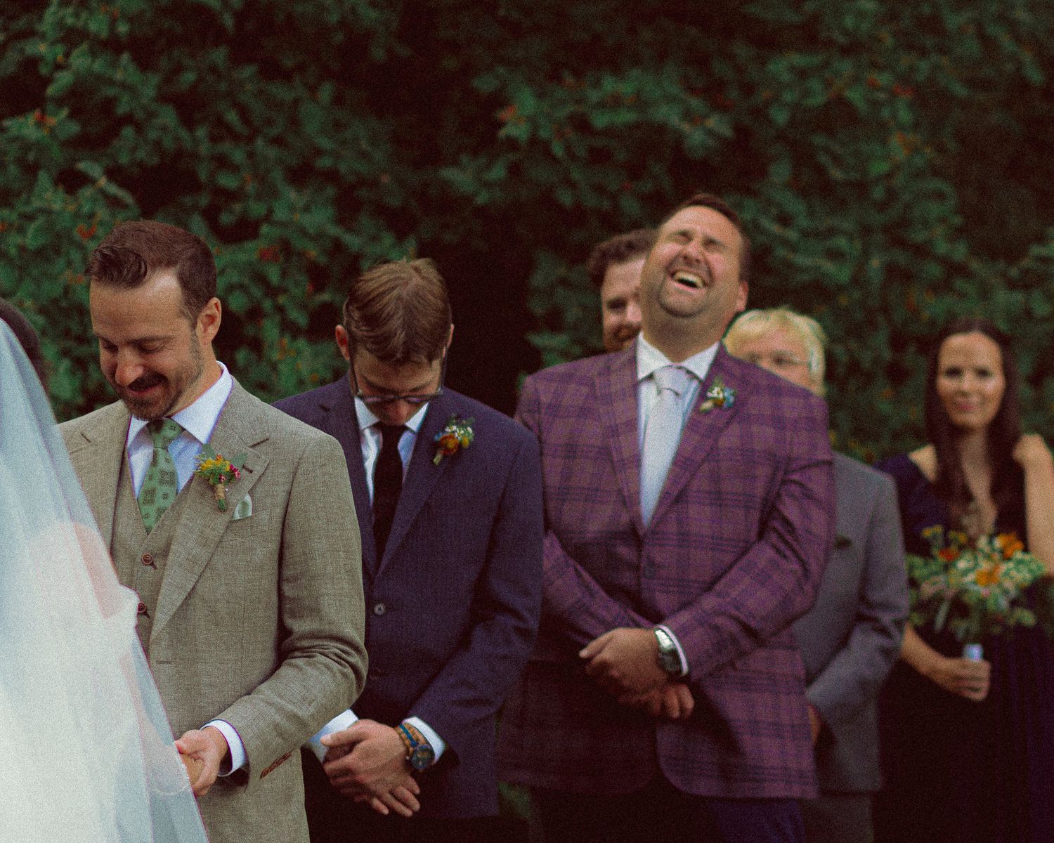 groomsmen during vow reading on Toronto Island