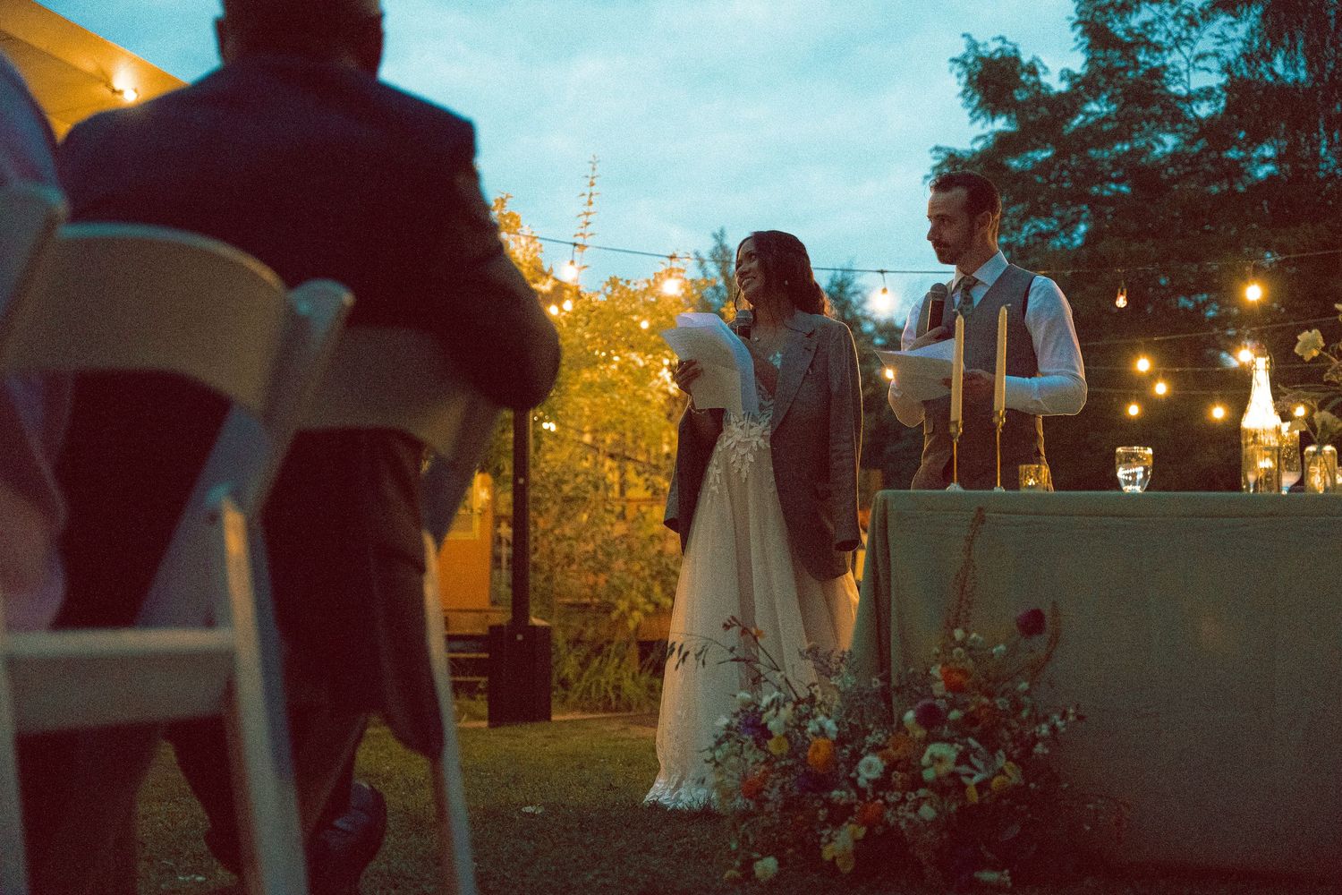 Bride and Groom during dinner on Toronto Island