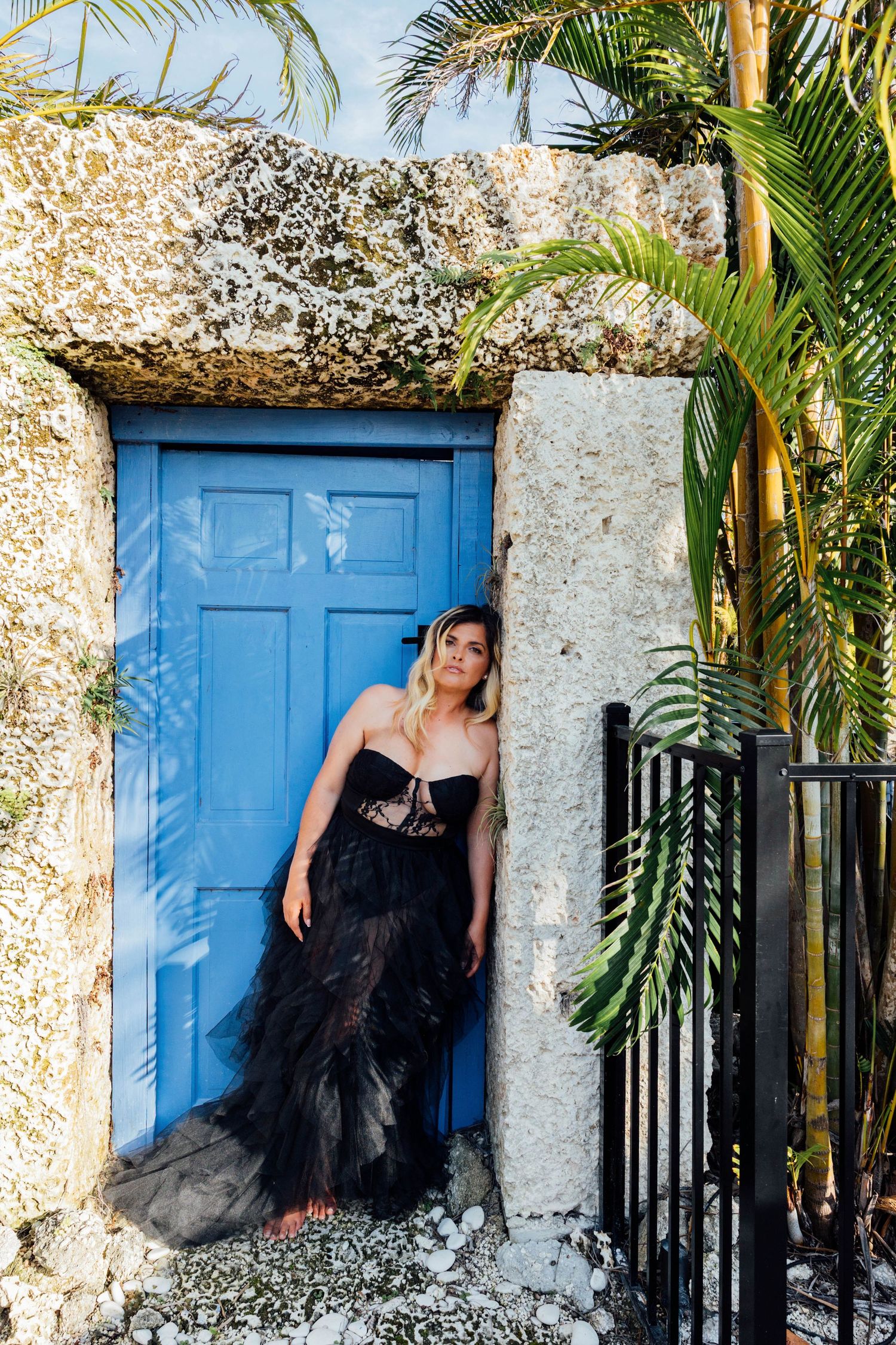 A woman wearing a  dress  in a outdoor Bradenton Modern boudoir studio