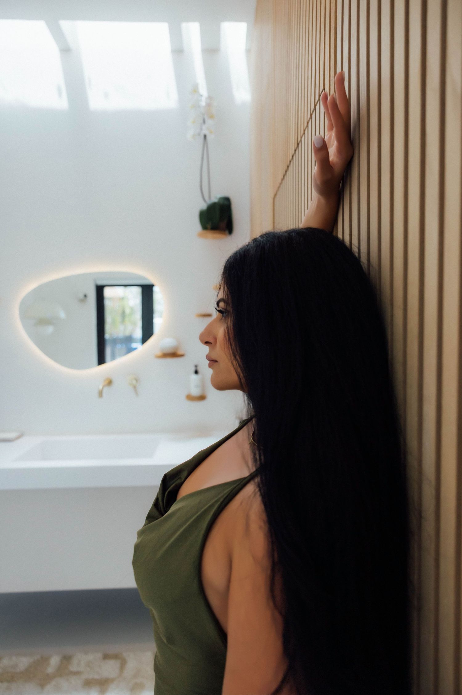 profile of a woman in a modern studio in Sarasota FL