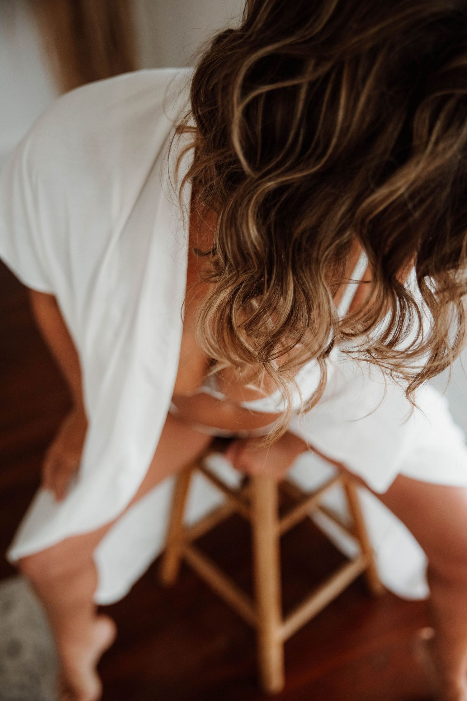 Close up of Woman wearing white robe