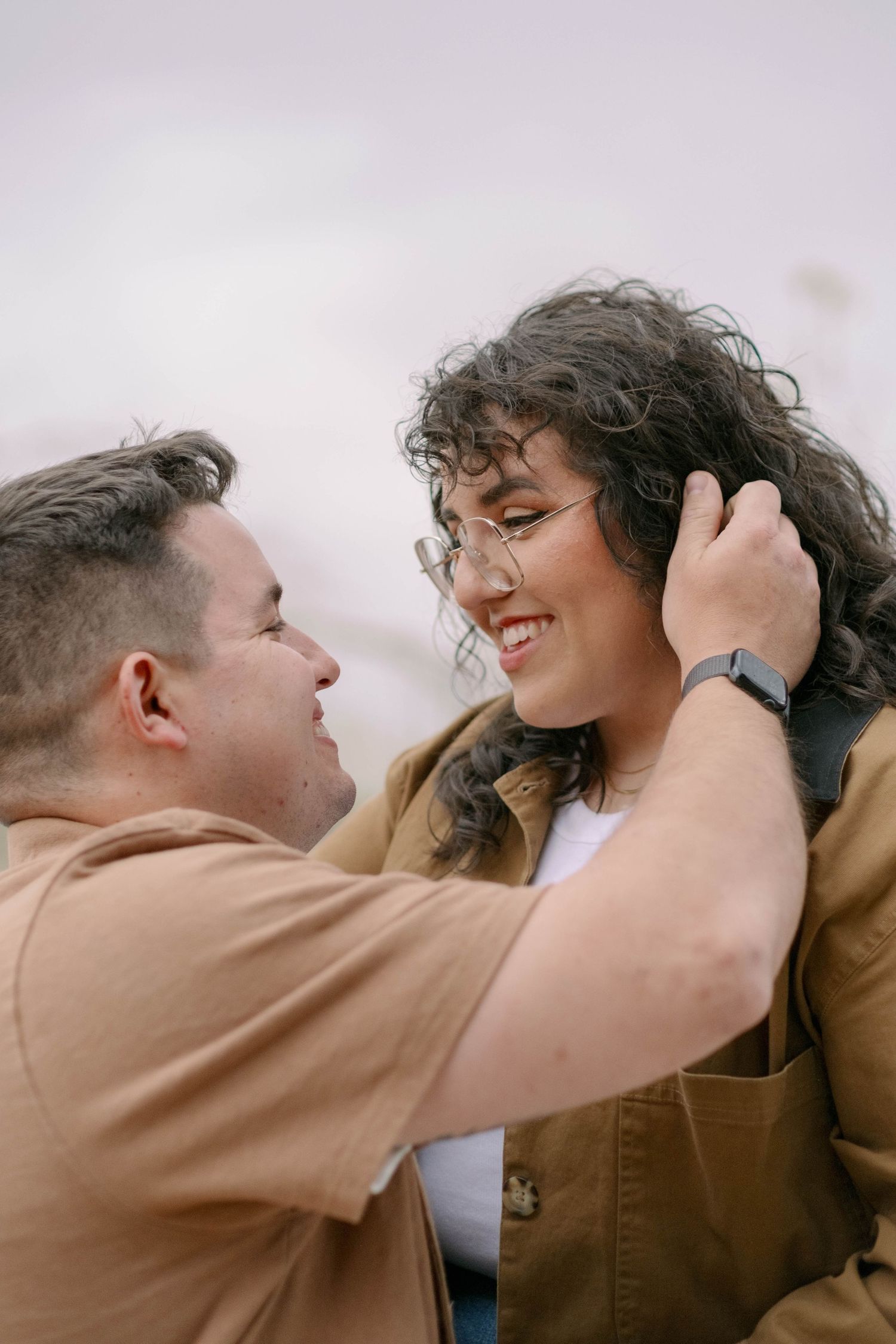 Intimate close-up shots of couple sharing tender moments together.
