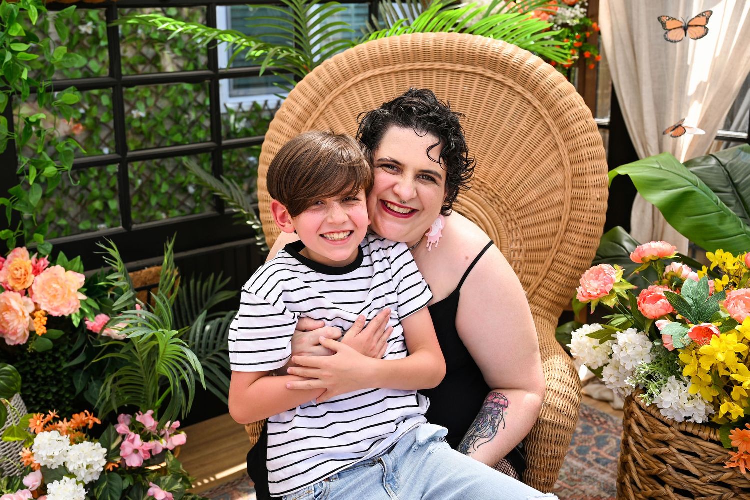 Mother's Day Spring outdoor Mesa Moody Greenhouse photo of Mother and child in black