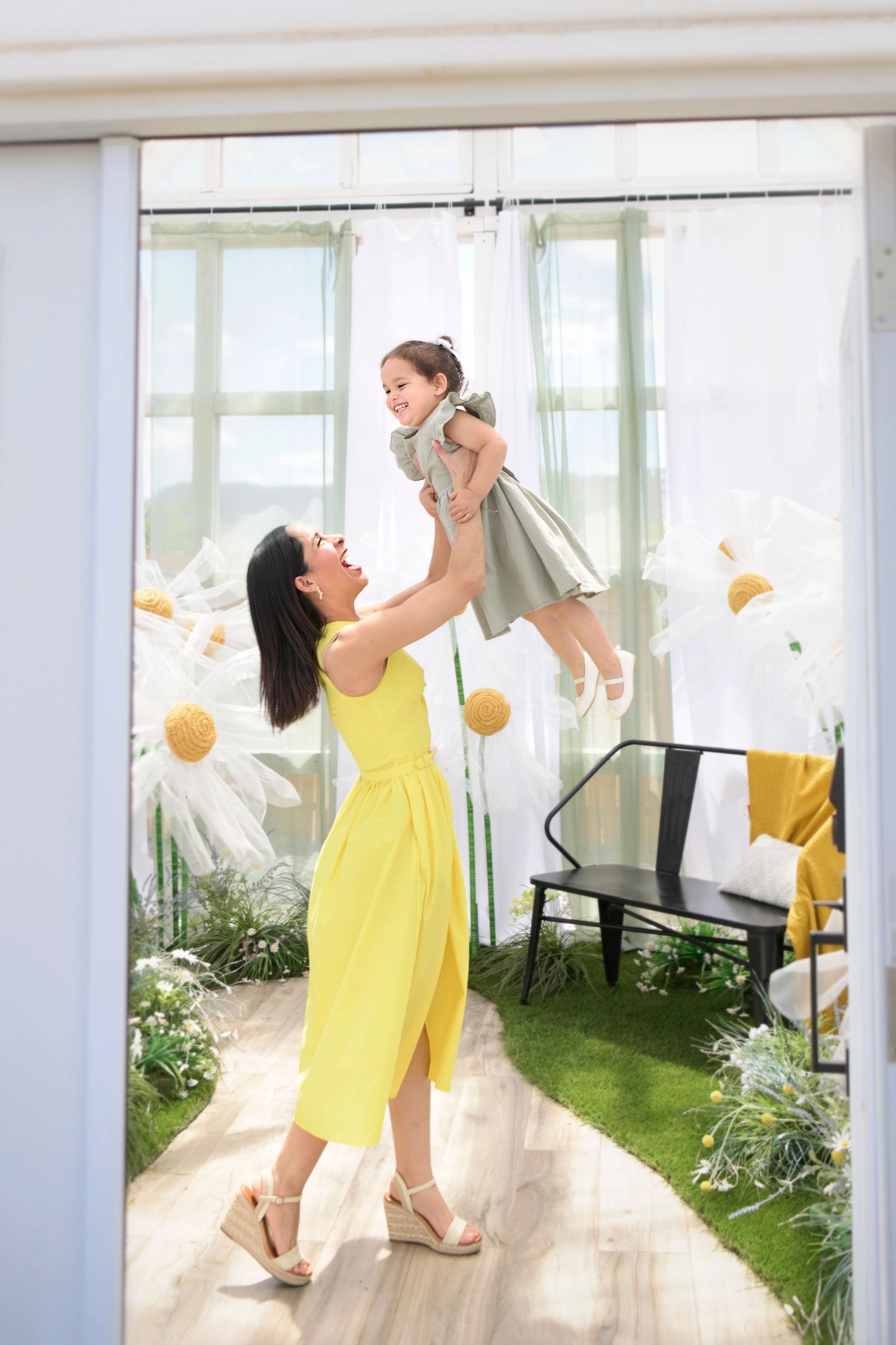 White floral greenhouse Mommy and Me Photo in San Tan Valley Arizona Mini Session Photography