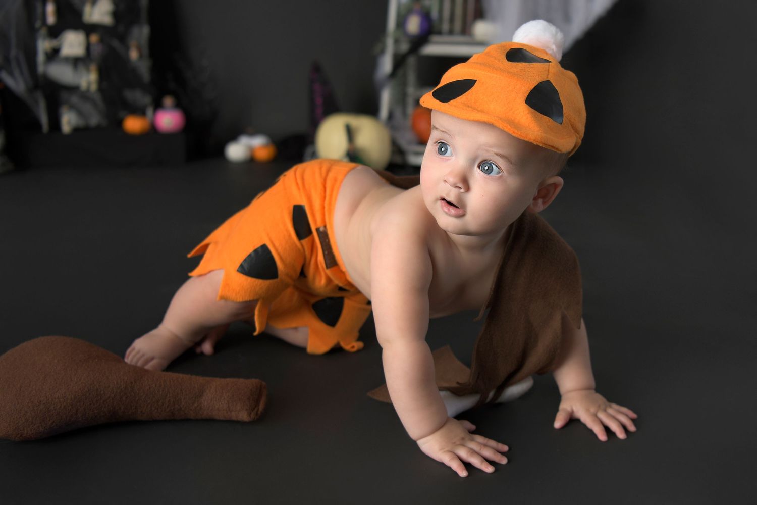 Bam Bam Halloween Costume Flinstones Arizona Photography Studio image of baby milestone