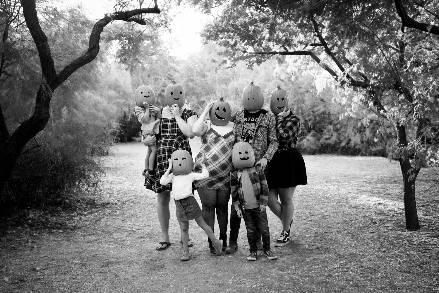 Arizona Gilbert Riparian Preserve Photos on Halloween with Pumpkin heads
