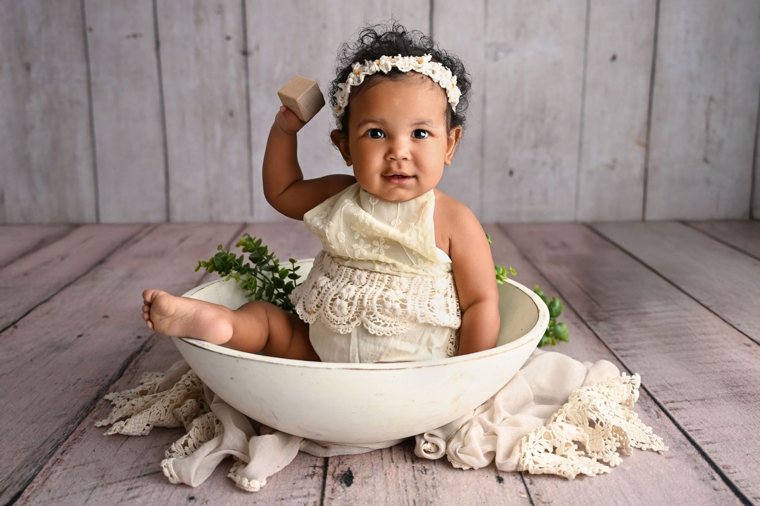 Smiling baby playing with toys for sitter session milestone photoshoot in Ahwatukee Arizona Luxury Fancy Photos