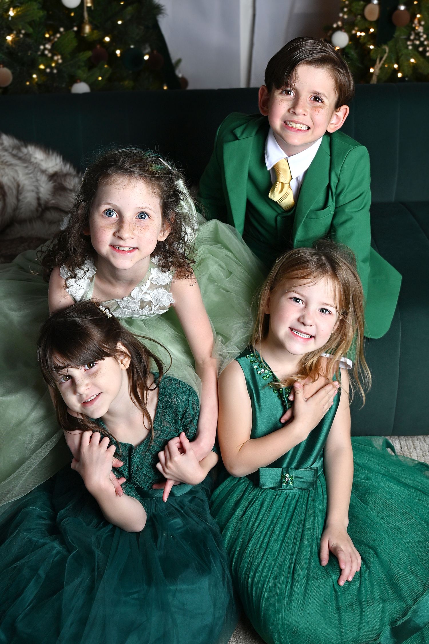 Four children in luxury high end photo shoot for Christmas Mini Sessions San Tan Valley Arizona