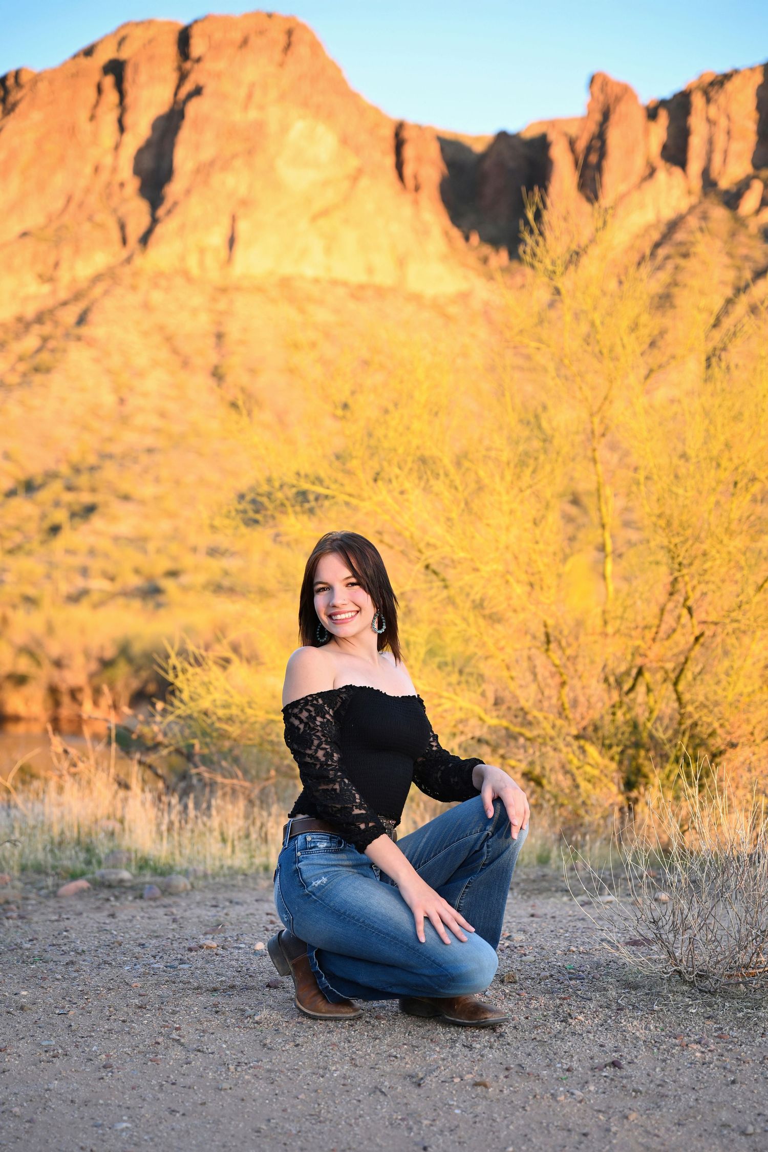 Golden Hour Sunset Arizona Desert Senior Photo High School College Graduation Images