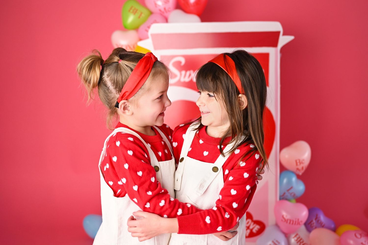 Twins matching portrait valentines pink photoshoot AZ
