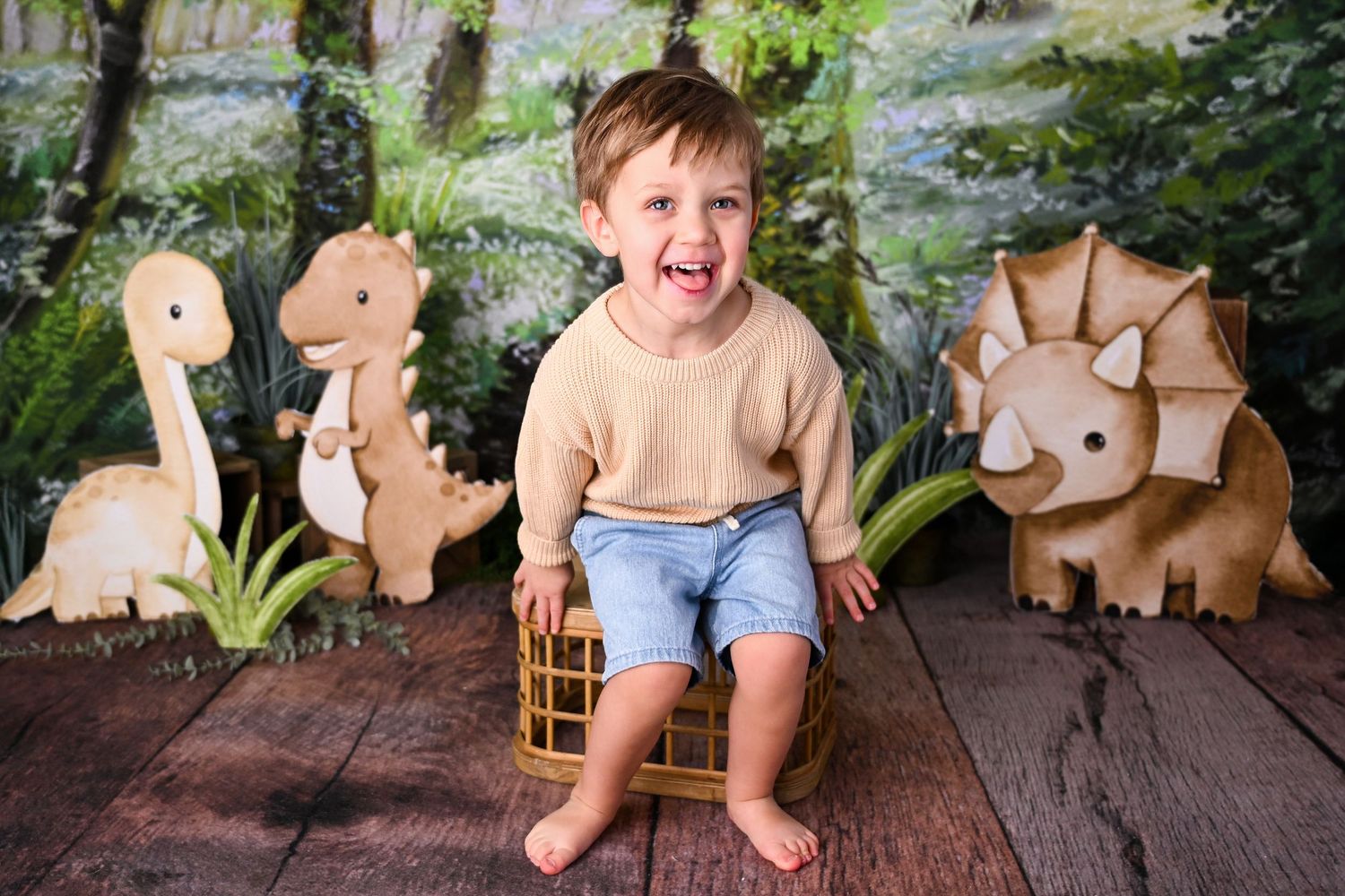 Birthday Mini Session Dinosaur Themed three year photoshoot