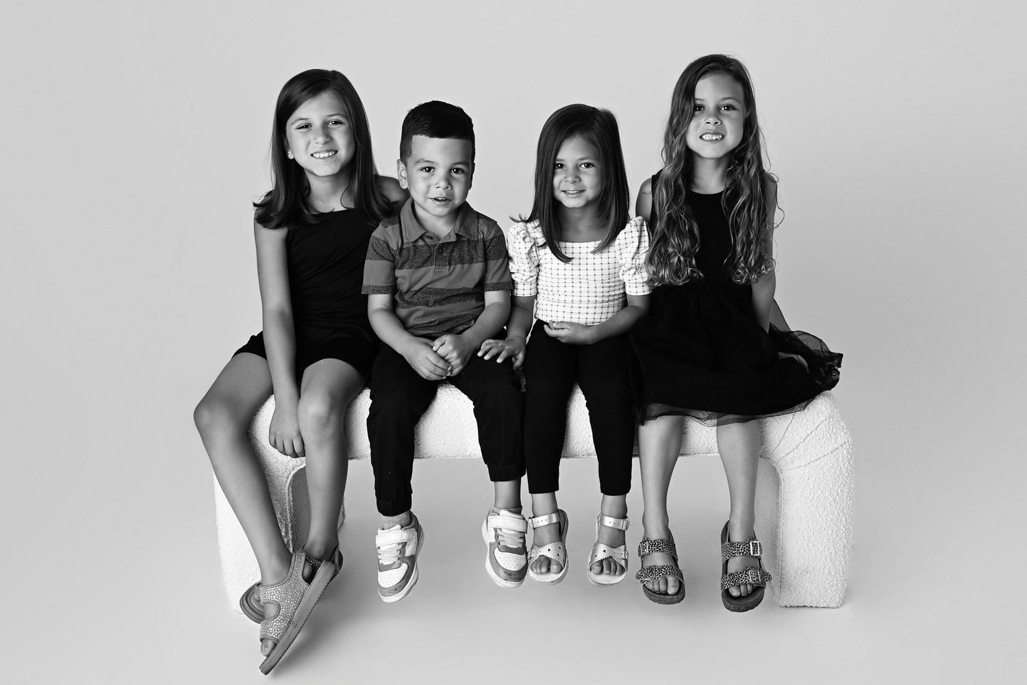Black and White studio family photography large family sibling photoshoot arizona