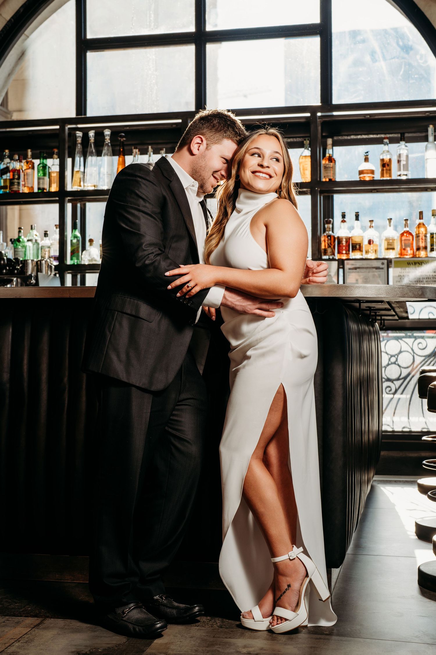 Romantic moment at an upscale bar with formal attire. Nashville, Tennessee.