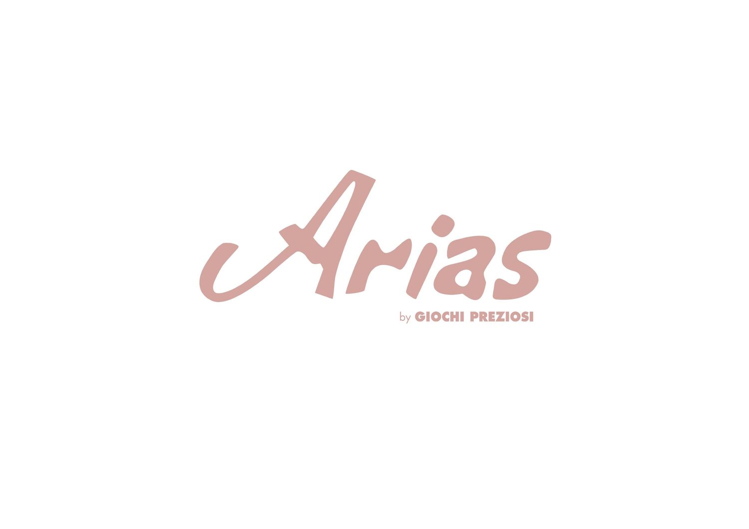 Arias by Giochi Preziosi logo in soft pink cursive script on white background.