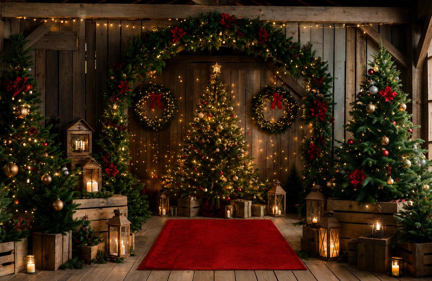 Christmas barn backdrop