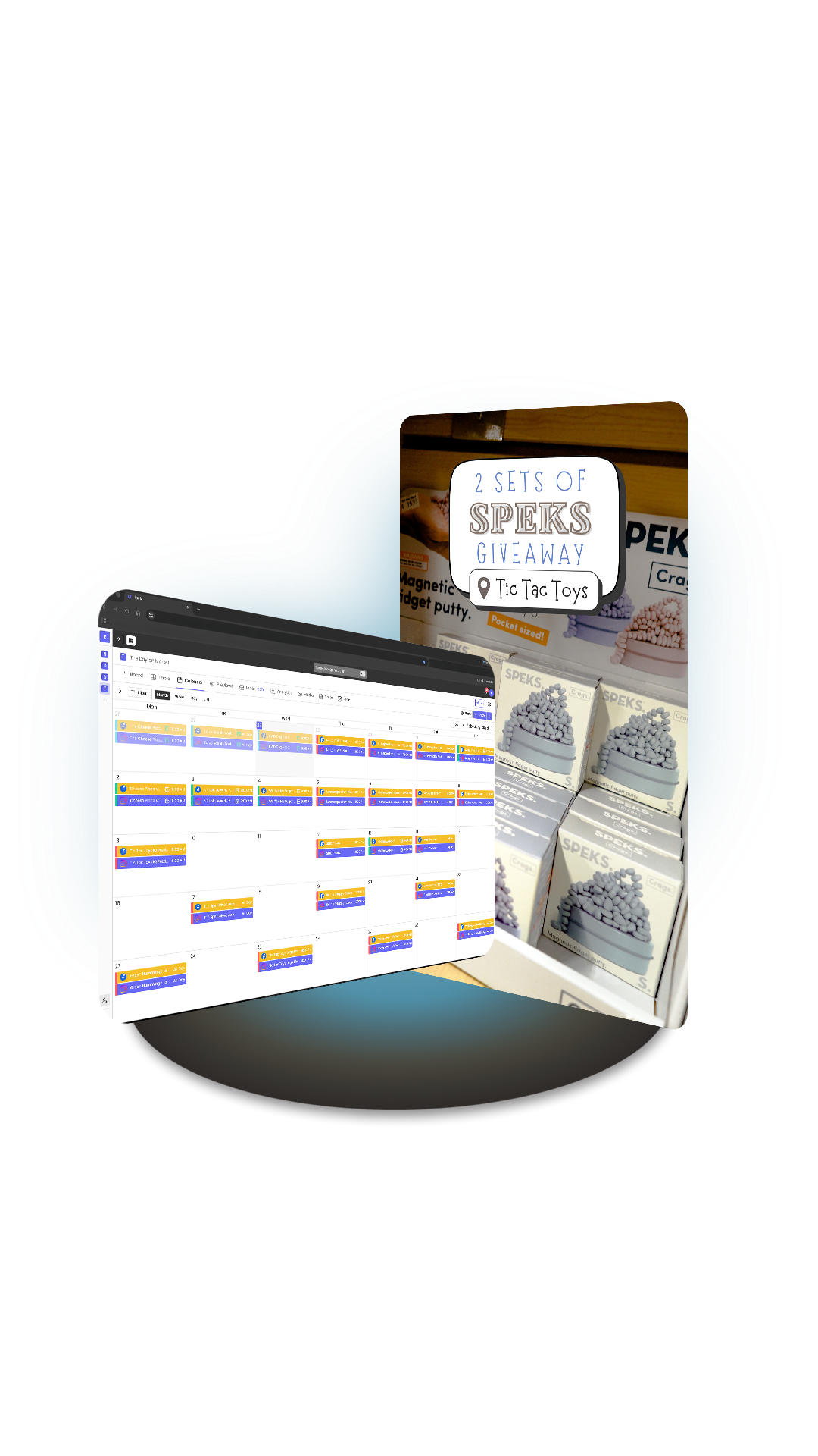 A series of white recipe cards with colorful stripes displayed in a curved, cinematic sequence against a dark background.