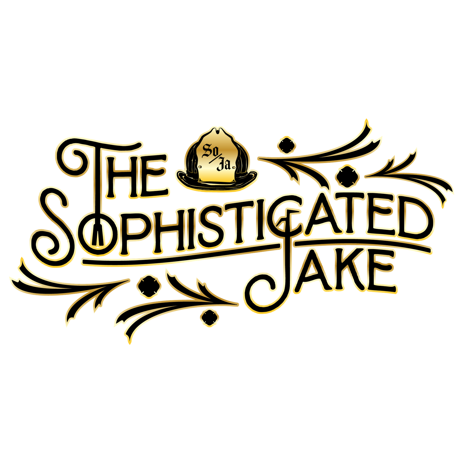 Elegant gold vintage-style typography design for The Sophisticated Jake brand.